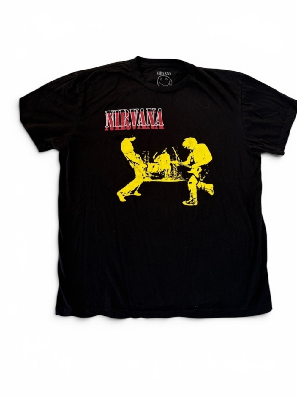 Nirvana Band Tee Men’s Large Black Red Yellow Graphic Rock Shirt